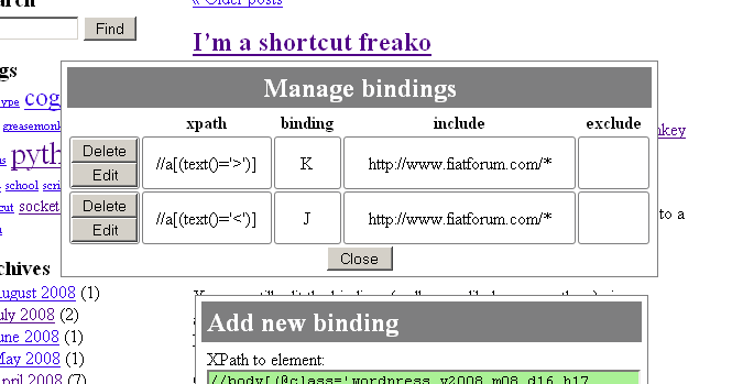 Screenshort of ShortcutBinder