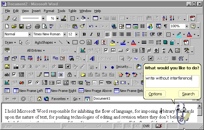 A screenshot of Microsoft Word at it's worst